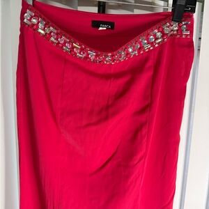 FAMCA Strapless Red Embellished Dress